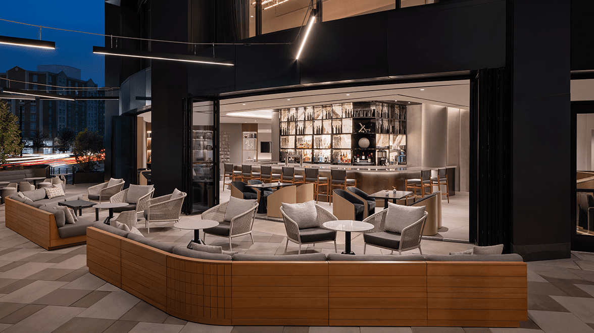 AC Hotel Indoor and Outdoor Patio and Bar Hospitality Area